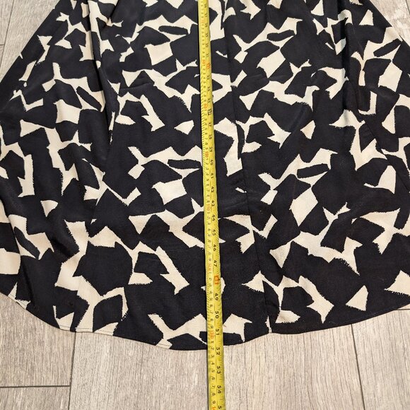 ZARA Black & White Abstract Print Midi Crepe-Like Shirt Dress | Belted, Size XXL - Picture 12 of 12